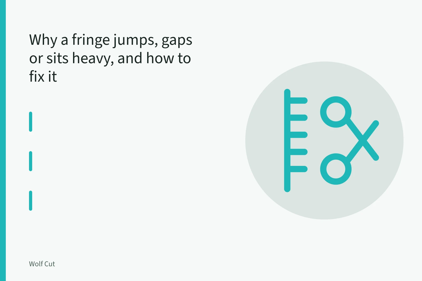 Wet fringe section held between fingers and trimmed with shears. Why a fringe jumps, gaps or sits heavy, and how to fix it