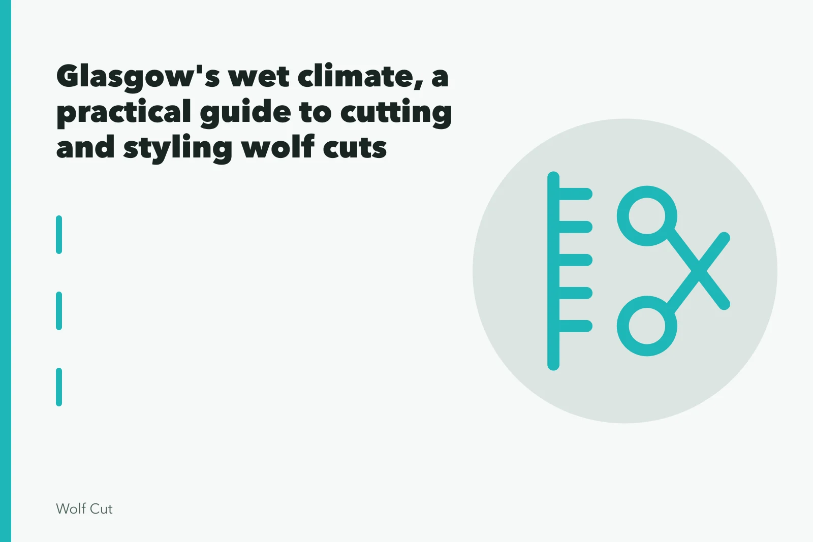 Wide diagonal crown sections of a wet wolf cut being scissor-cut. Glasgow's wet climate, a practical guide to cutting and styling wolf cuts