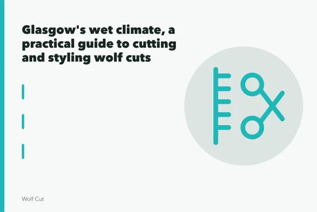 Wide diagonal crown sections of a wet wolf cut being scissor-cut. Glasgow's wet climate, a practical guide to cutting and styling wolf cuts