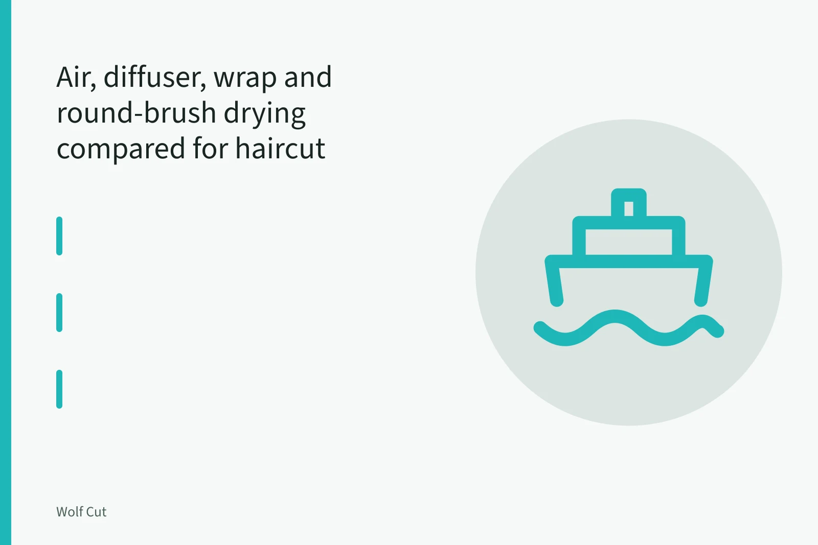 Diffuser attachment on a hair dryer drying wavy hair. Air, diffuser, wrap and round-brush drying compared for haircut visibility
