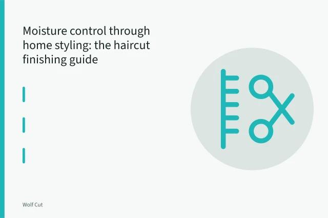 Round brush and blow dryer nozzle directing airflow through a section of hair. Moisture control through home styling: the haircut finishing guide