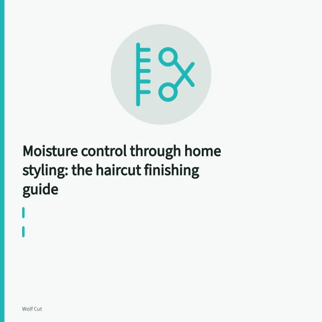Round brush and blow dryer nozzle directing airflow through a section of hair. Moisture control through home styling: the haircut finishing guide