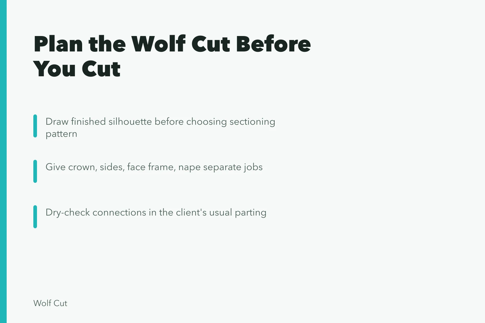 Wolf cut planning steps: silhouette, zone map, dry checks. Planning a customized wolf cut from zone map to final finish