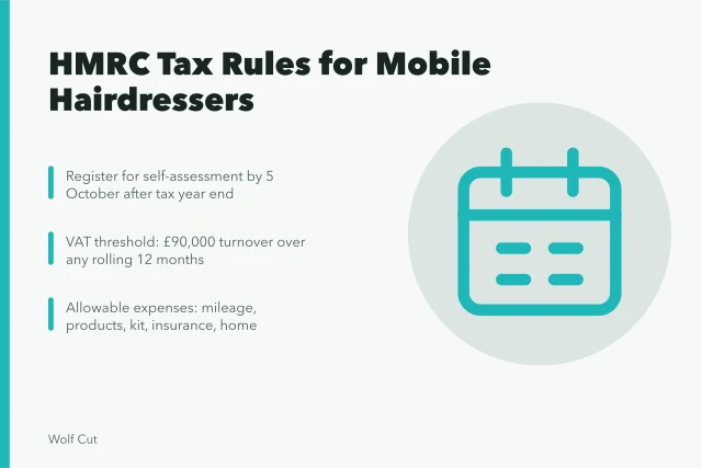 Tax rules for UK mobile hairdressers: self-assessment, VAT threshold, allowable expenses. How HMRC self-assessment and VAT rules apply to UK mobile hairdressers