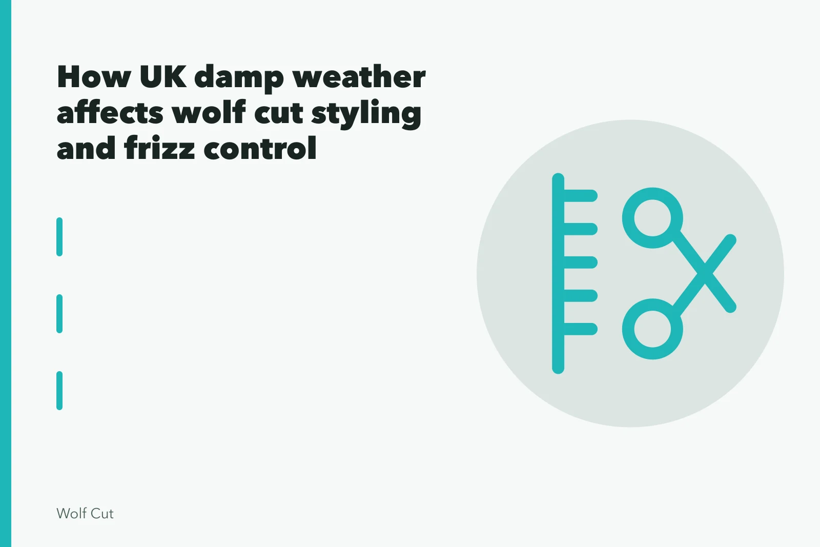 Scissors cutting damp layered wolf cut hair in a salon. How UK damp weather affects wolf cut styling and frizz control
