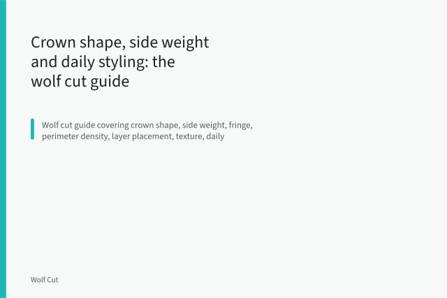 Scissors cutting layered wolf cut hair section in salon. Crown shape, side weight and daily styling: the wolf cut guide