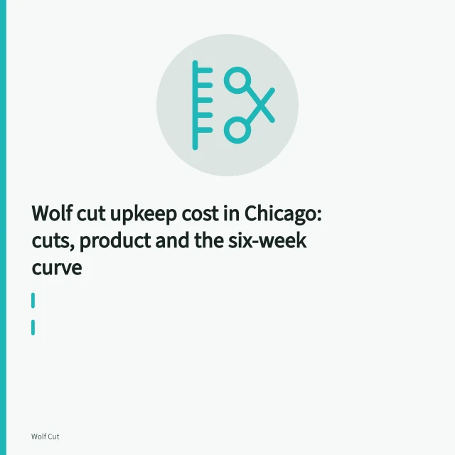 Shears cutting a layered wolf cut with thinned ends in a salon. Wolf cut upkeep cost in Chicago: cuts, product and the six-week curve