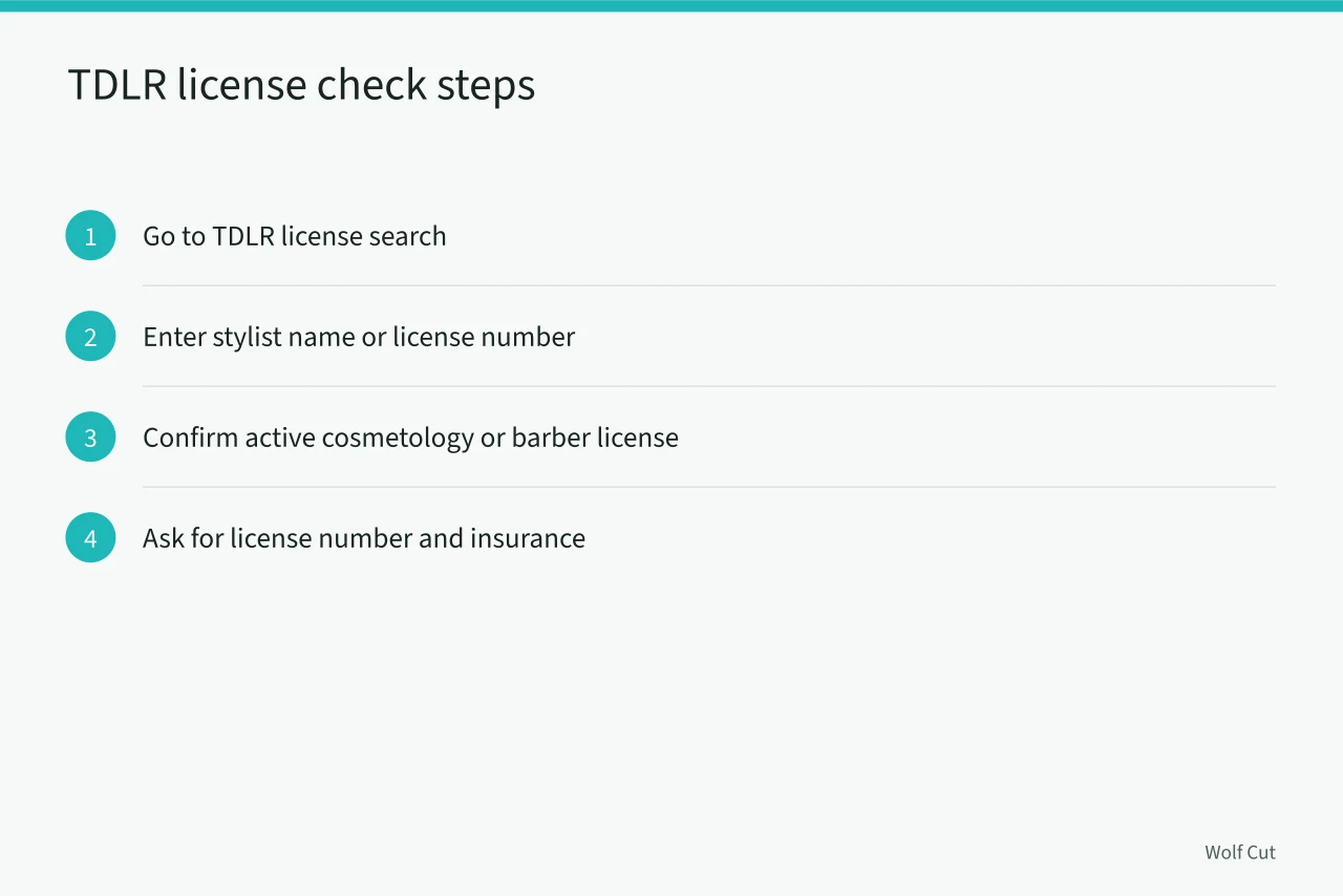 Steps to check a Texas cosmetology license on TDLR (How to vet a wolf cut specialist in Austin before you book)