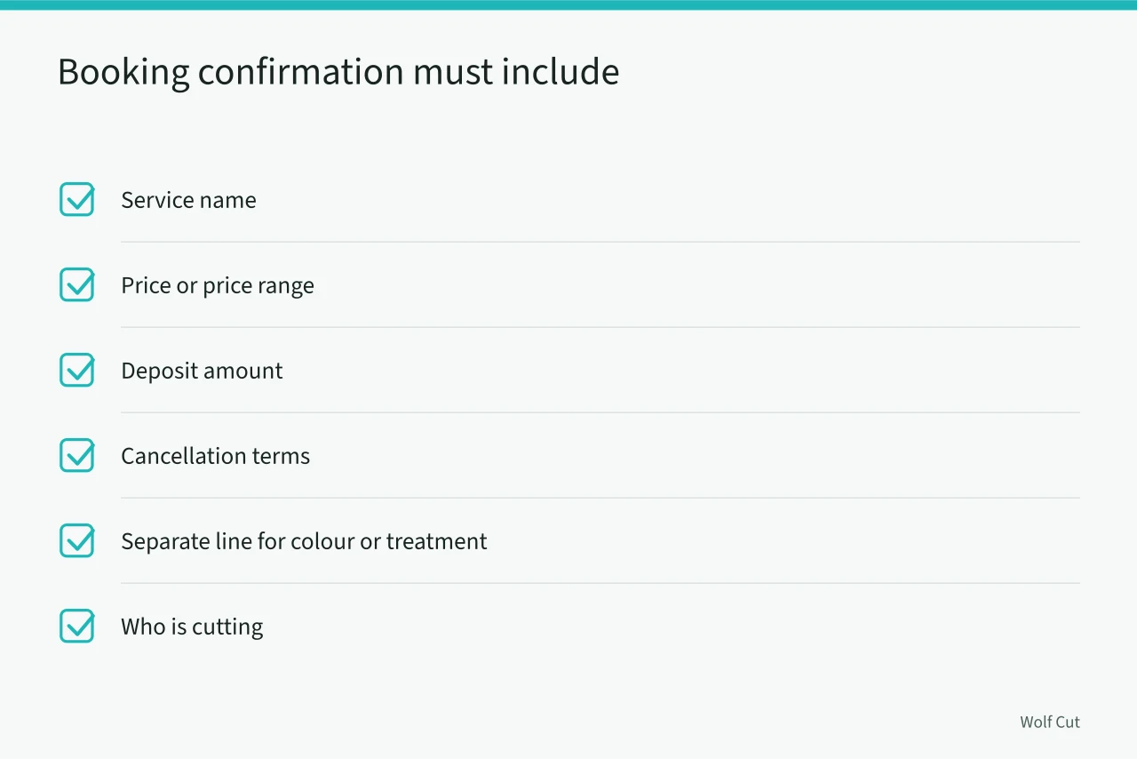 Checklist of details for a booking confirmation text (How to vet a wolf cut specialist in Austin before you book)
