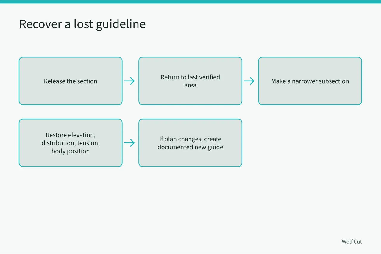 Flowchart for recovering a lost guideline in scissor cutting (8 things about scissor haircut problems worth your time)