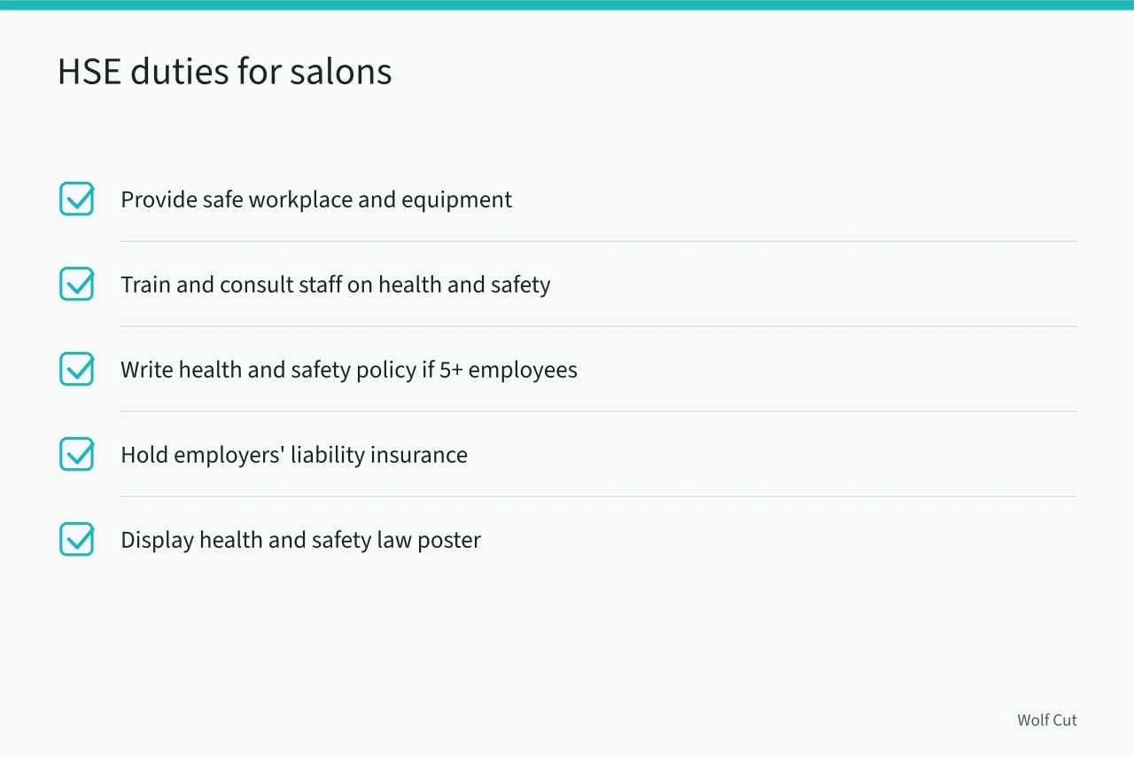 Checklist of HSE duties for salon employers (How UK council licensing and HSE rules shape salon hygiene for haircutting)