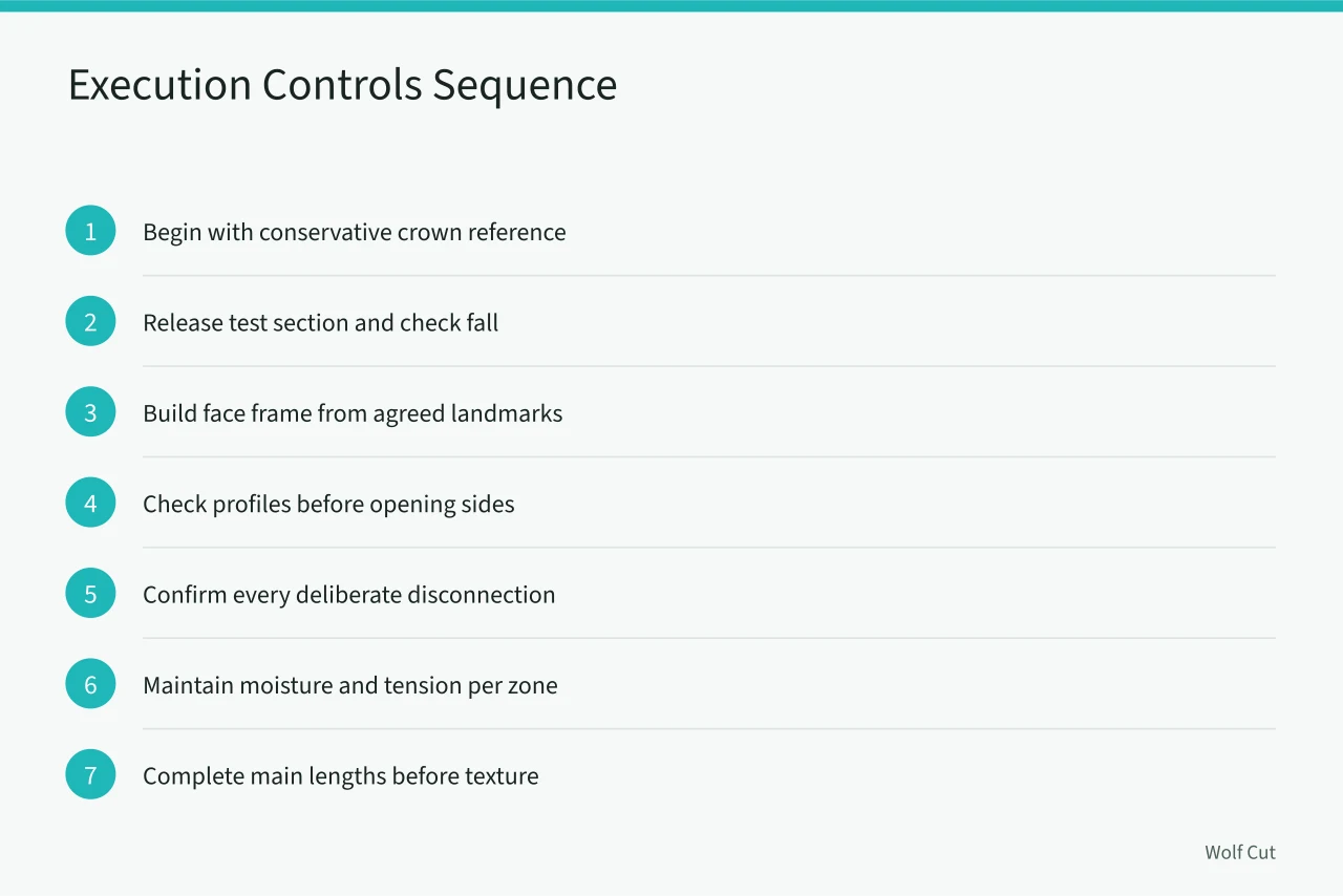 Step sequence for controlled wolf cut execution (8 things to weigh up on wolf cut consultation)